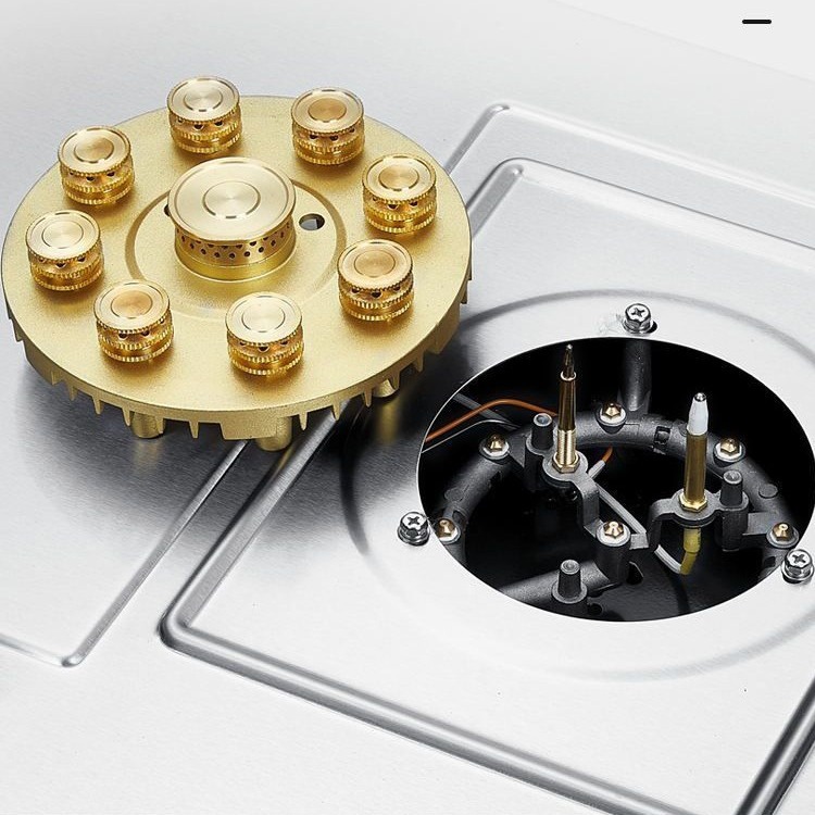 燃气灶家用不锈钢全铜火盖猛火灶双九腔猛火灶鸳鸯灶煤气灶产品图