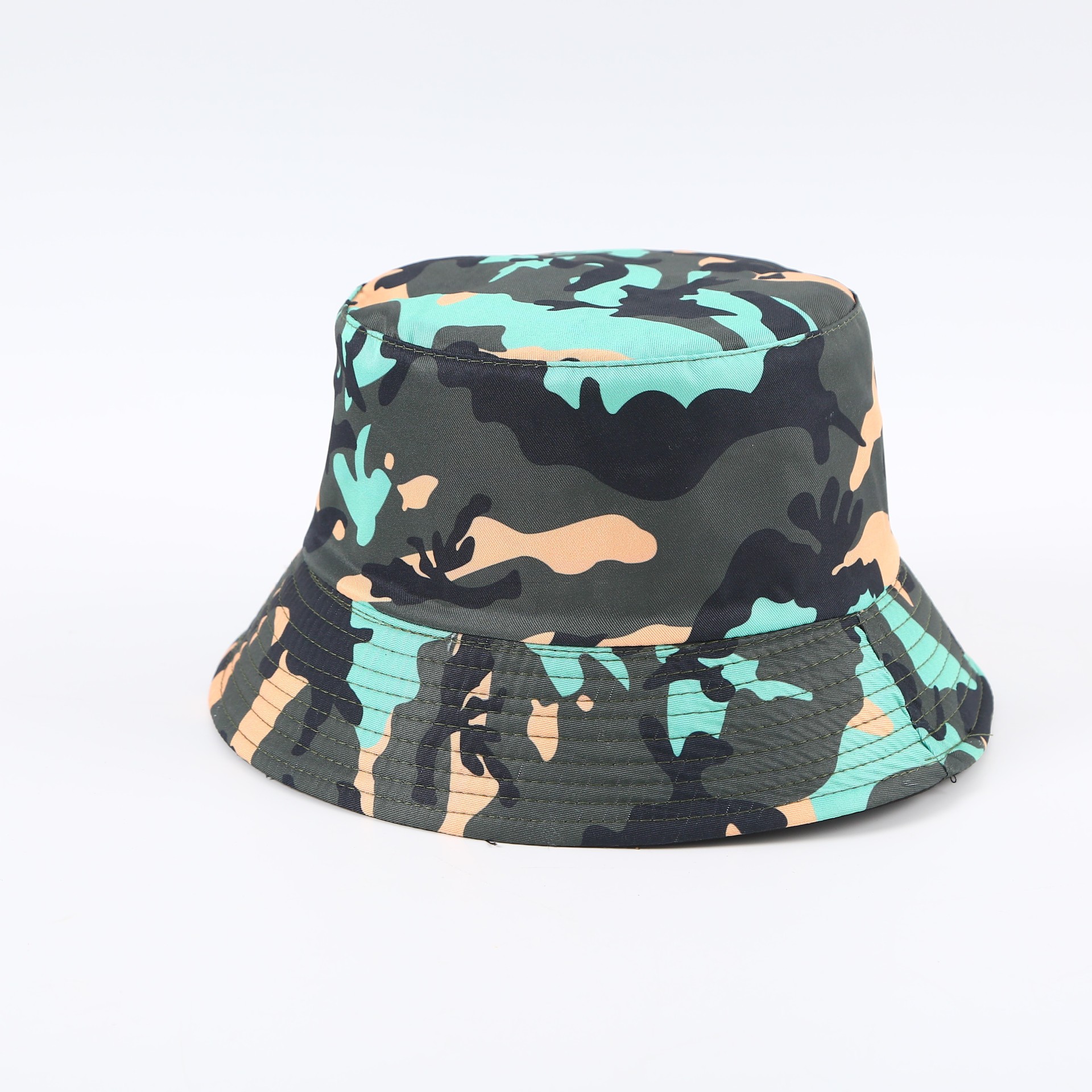 This Japanese-style double-sided wide-brimmed fisherman's hat is a cartoon summer sun hat for women's casual and versatile use. It is a foldable camouflage basin hat details Picture