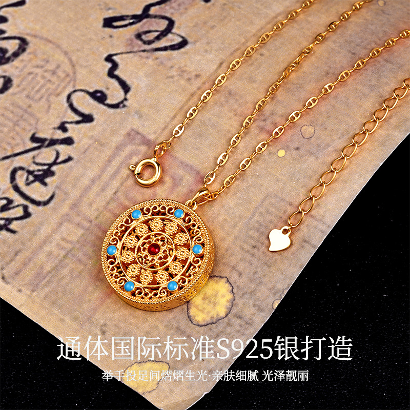 999纯银项链/吊坠/铜镀金饰品/佛像/银饰细节图