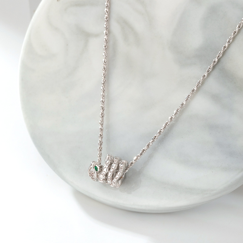 柏伶满钻灵蛇项链女式轻奢铜合金镀玫瑰金蛇骨灵蛇锁骨链潮流饰品产品图