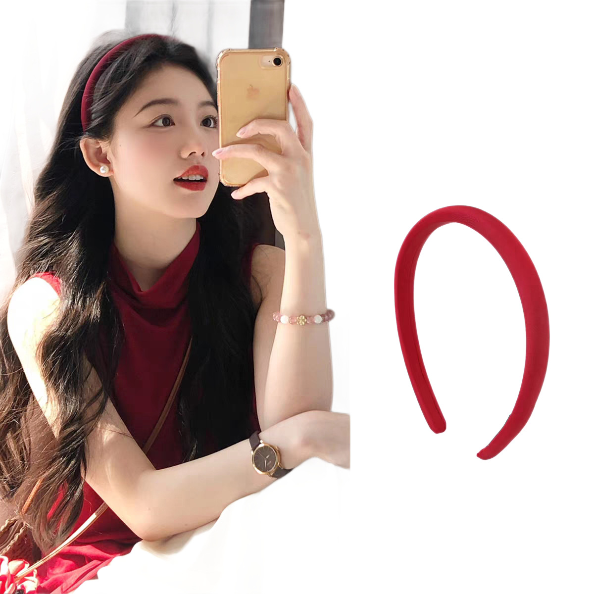 The 2025 new style is elegant and versatile. It features a satin hairband with a high-end and stylish face wash headband, travel hair clips, hair ties and headwear Item Picture