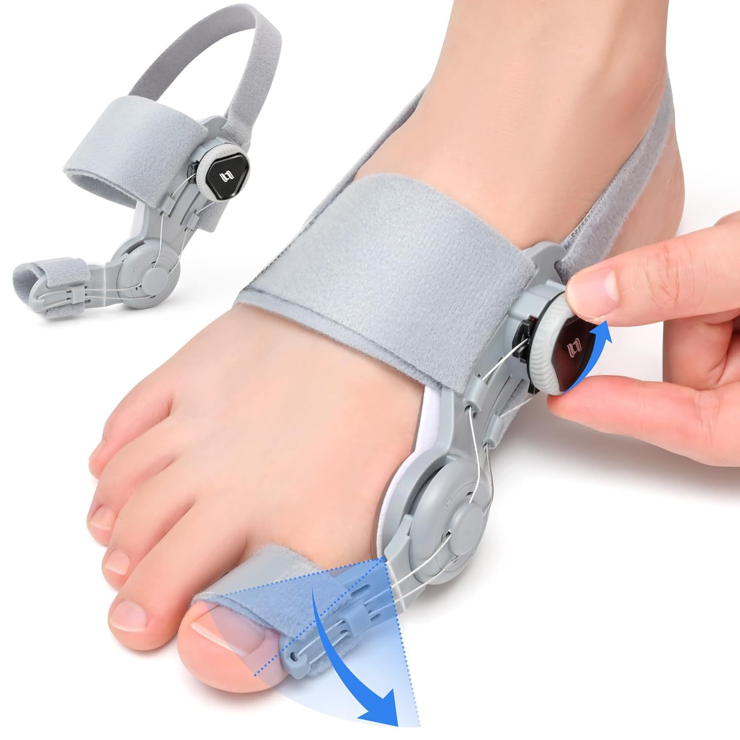Knob adjustment of the thumb eversion corrector, big foot bone, foot protrusion separator, male and female overlapping toe separator