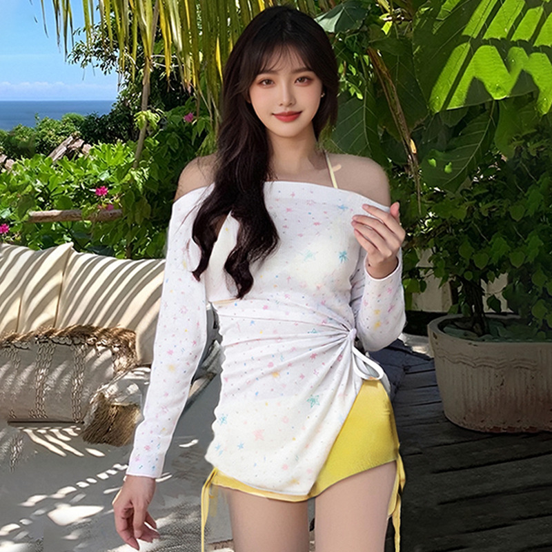 Swimsuit Women 2025 New style Two-piece Bikini Three-piece set with star print long-sleeved Sun protection vacation Bikini -125152 Specification image