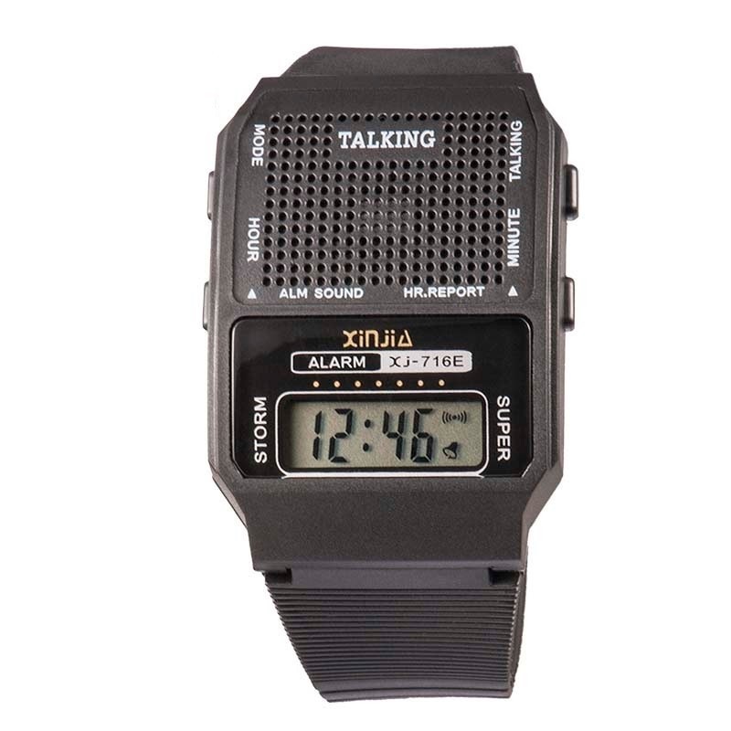 Square Chinese voice time-telling watch, retro digital casual wristwatch, speaking, student, blind, elderly electronic watch Item Picture