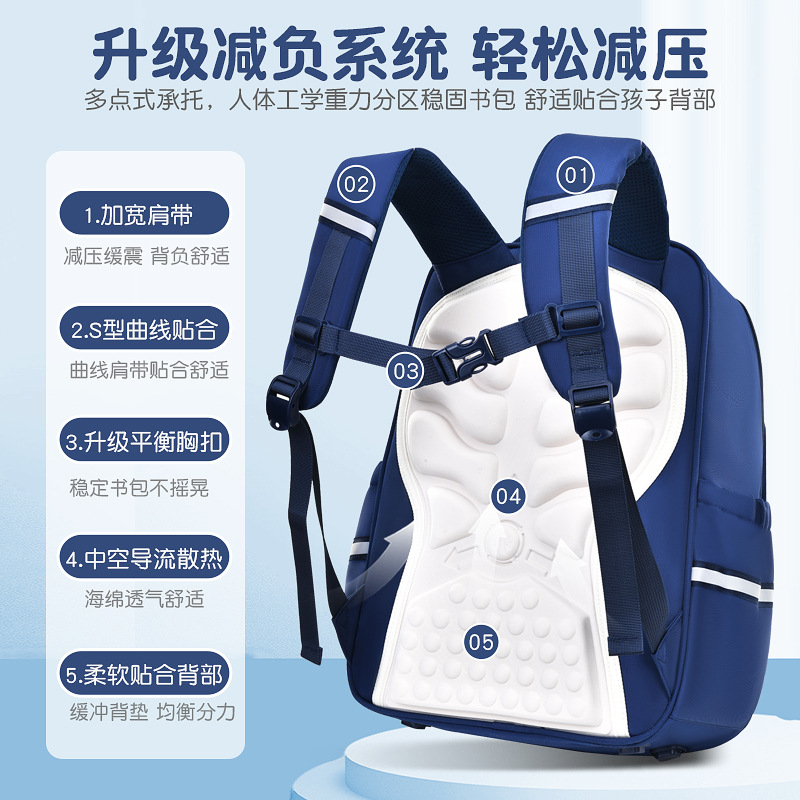 Factory direct sales and wholesale of new children's casual schoolbags, lightweight and breathable, with large capacity for both boys and girls in primary and secondary schools Specification image