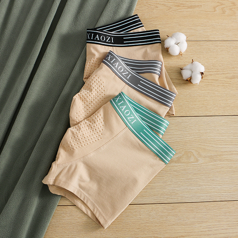 New color cotton men's mid-waist flat-angle pants, cotton breathable granular men's underpants, youth underwear, factory wholesale in stock Specification image