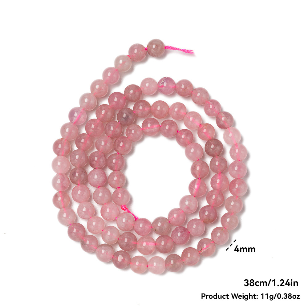 4mm natural round beads, natural rose quartz stone, bare stone, handcrafted diy jewelry, can be made into necklace, bracelet accessories, crystal Specification image