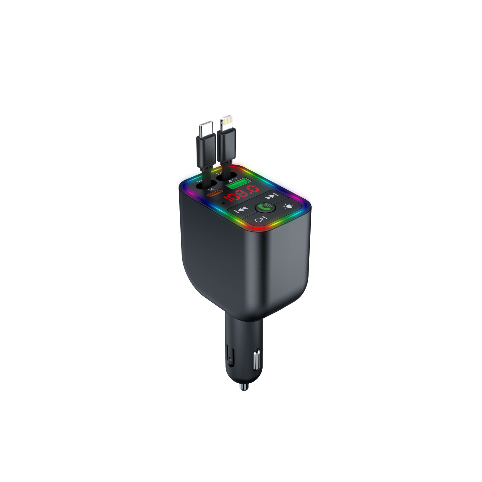 Y2, Y3, Y4, Y5, Y6, Y9 car Bluetooth mp3 transmitter, Super fast charging car MP3 four-in-one extendable cable car charger Item Picture