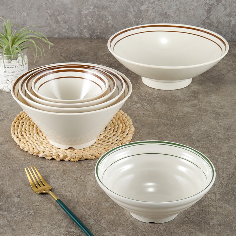Melamine tableware, ramen bowls, commercial creative bamboo hat bowls, imitation porcelain plastic beef noodle soup bowls, rice noodle bowls, spicy hot pot large bowls Specification image