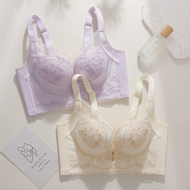 桑蚕丝无钢圈调整型小胸聚拢内衣不空杯防下垂性感收副乳文胸罩女