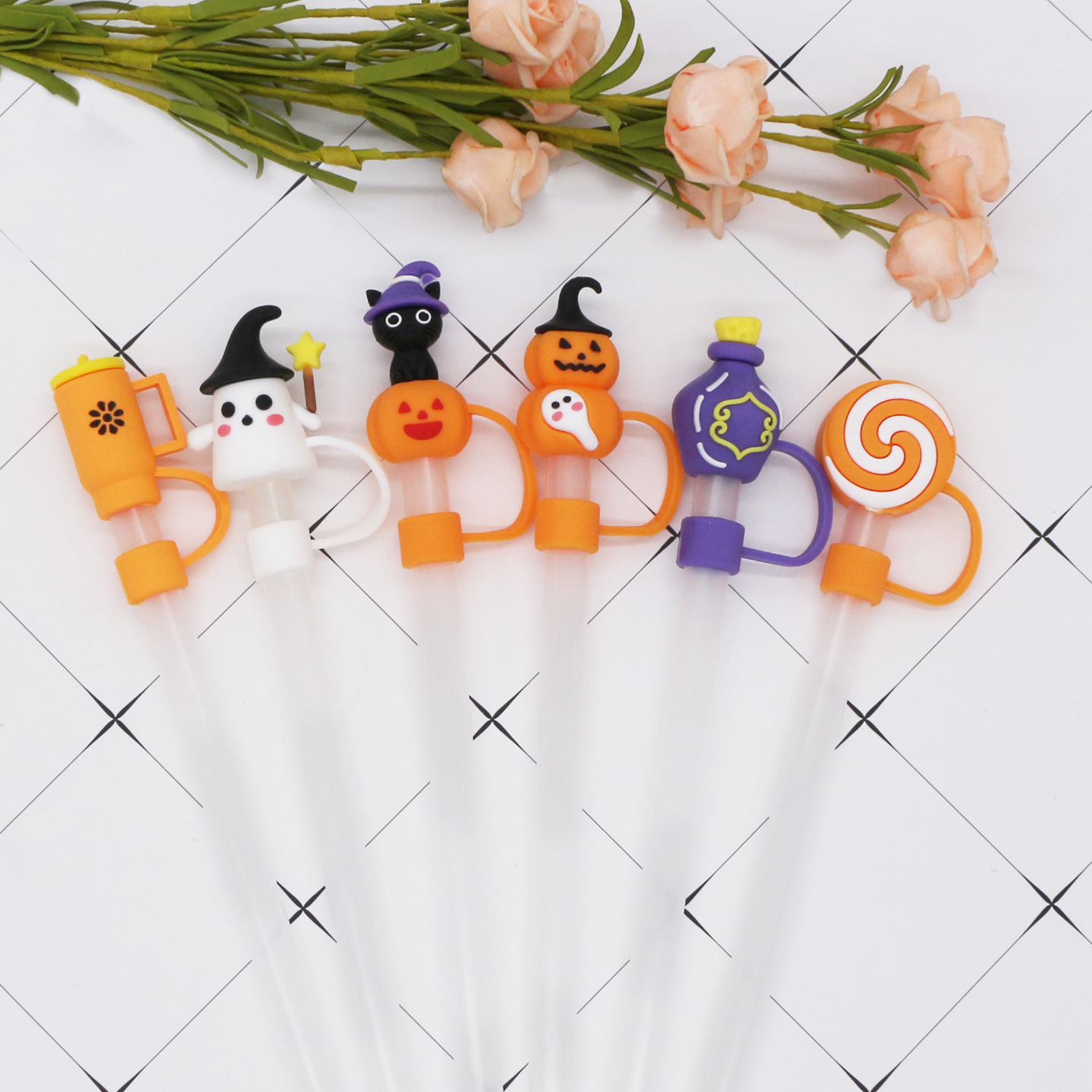 Cross-border large-diameter 10mm Halloween straw cap series PVC recyclable dust plug supply Specification image