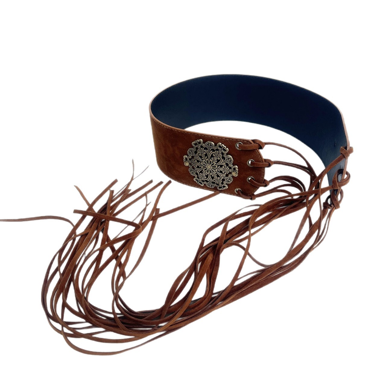 Fashionable new Chinese-style millennial hot girl on Instagram, retro fringed circular riveted belt, cinched waist belt, cinched waist design Item Picture