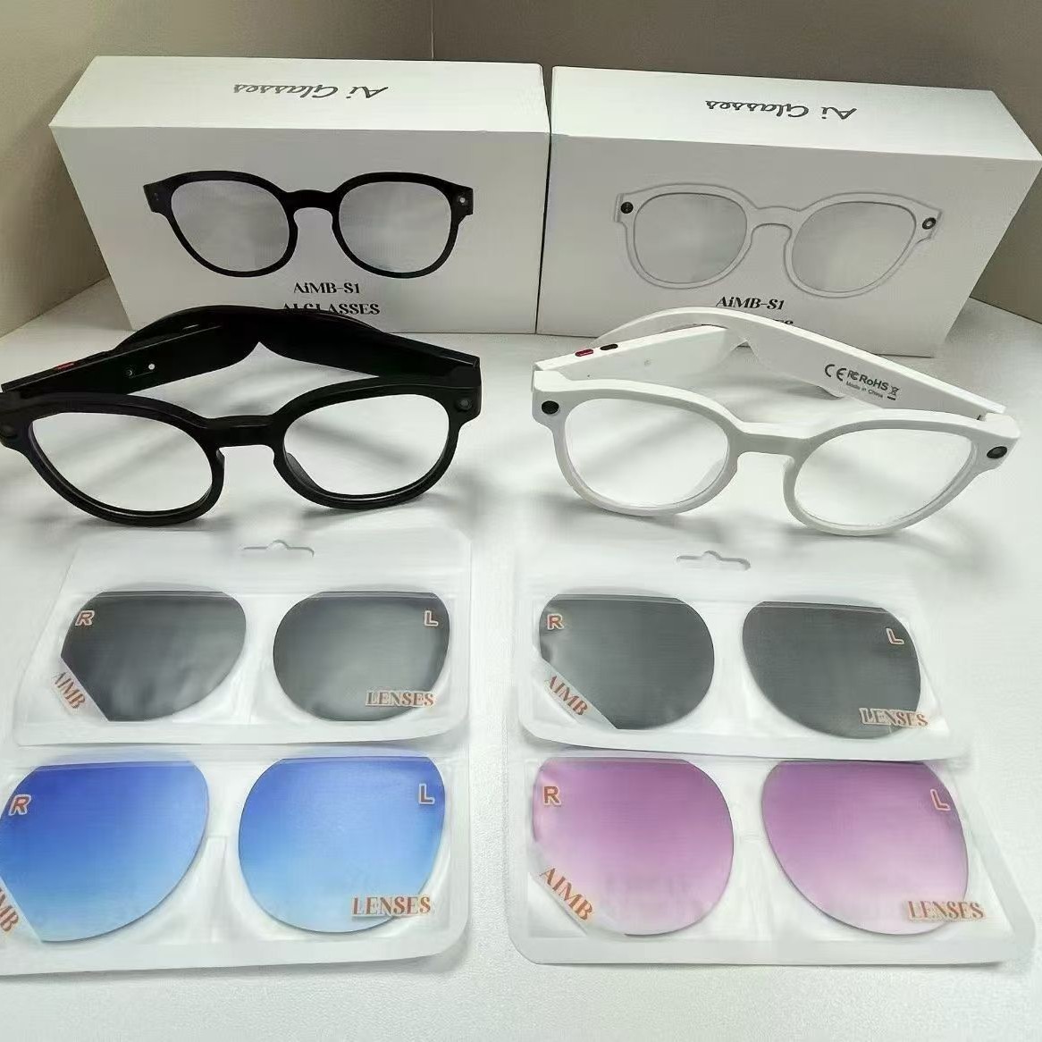 Cross-border AIMB-S1 shooting glasses ai intelligent translation anti-shake 5-megapixel high-definition interchangeable myopia lenses for photography