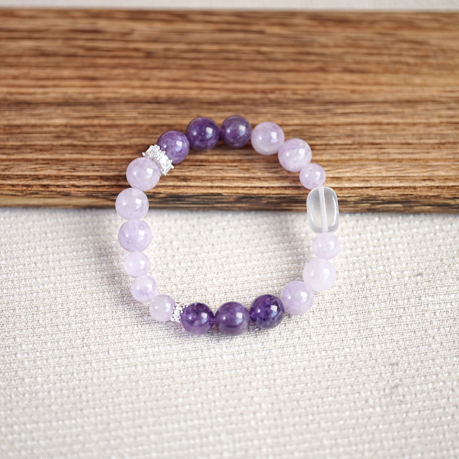 New natural lavender amethyst bracelet with a light luxury and high-end feel, women's beaded diy accessory