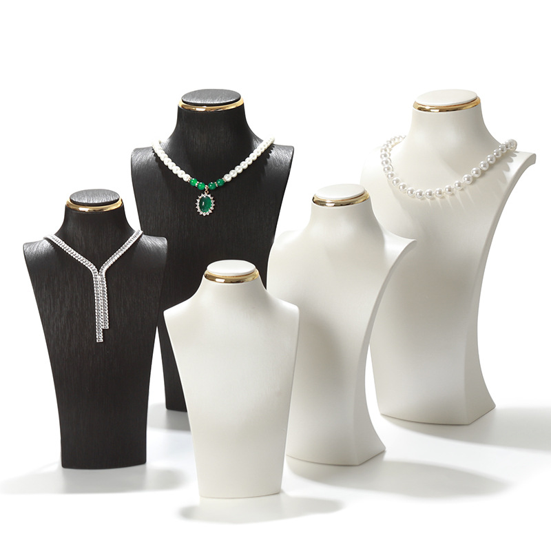 High-end portrait neck jewelry display stand, neck necklace, model prop, brushed leather counter pendant display rack