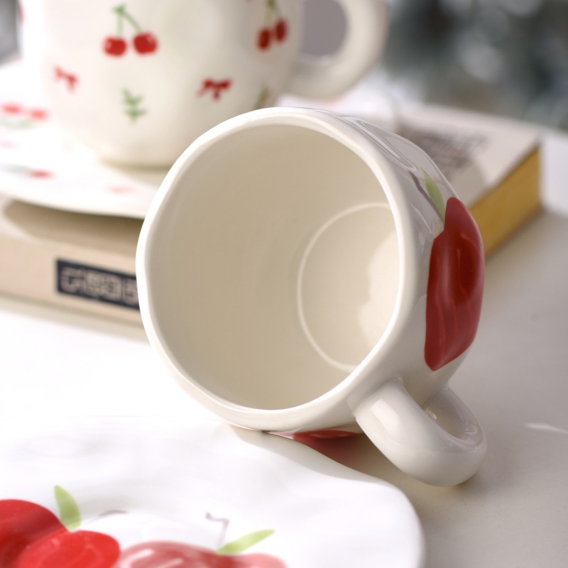 Creative hand-molded ceramic cups and plates, high appearance level mugs, Ins-style coffee cups and plates, water cups, afternoon tea cups set details Picture