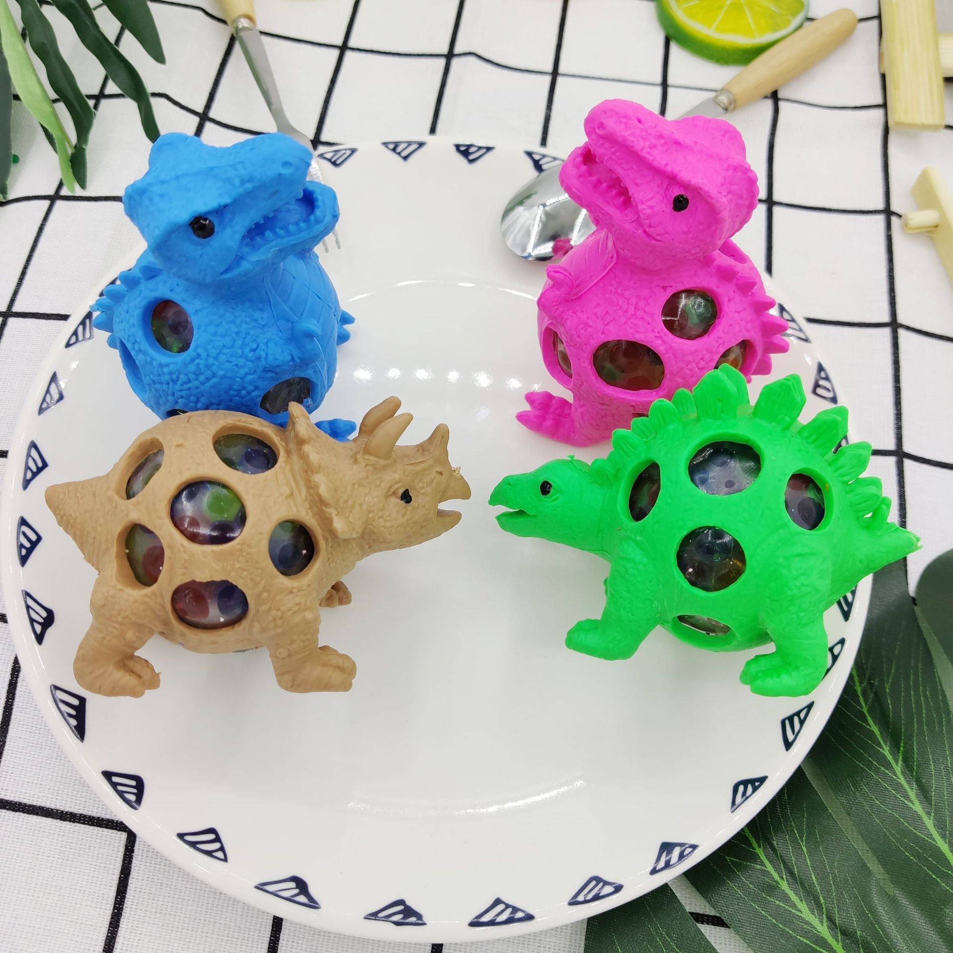 Dinosaur venting balls, dinosaur colored beads, grape balls, TPR venting balls, factory direct sales, venting toys, Pinching fun