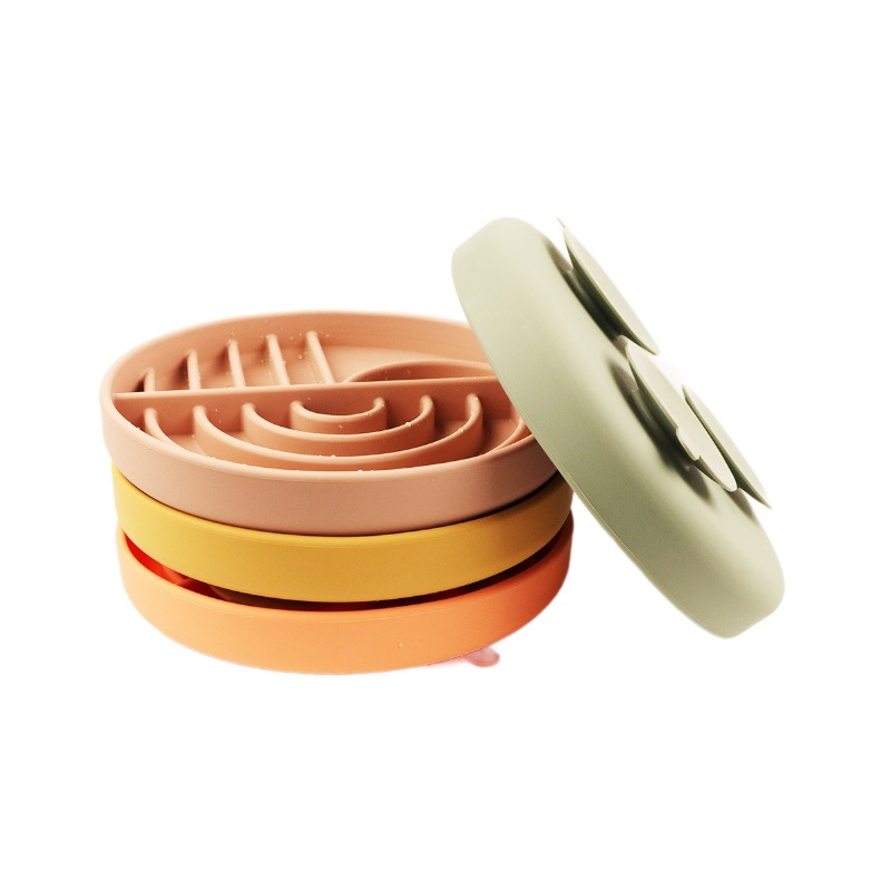 Pet silicone slow food bowl, dog licking plate, slow food, anti-choking and anti-knocking, universal pet feeding utensil with suction cup Item Picture