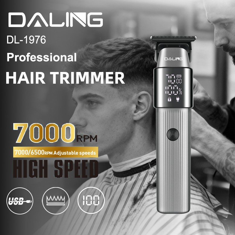 DALING darling 1976 barbería cabeza de aceite gradiente blanqueador eléctrico pantalla digital tipo C empujador de corte de pelo