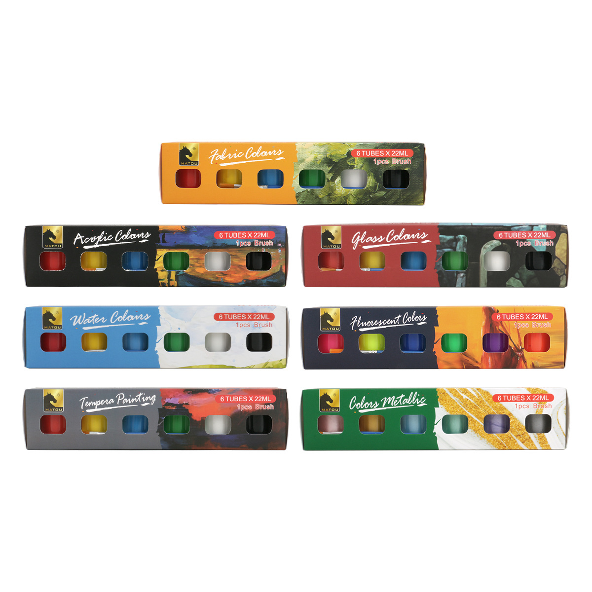 Cross-border acrylic metal paint set of 6 colors 22ml glass textile water Easter Egg Painting Graffiti paint Item Picture