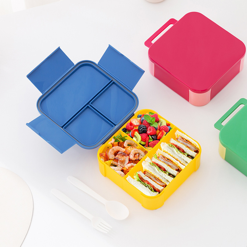 Portable lunch box, food-grade plastic lunch box, sealed leak-proof lunch box for students and office workers, Amazon details Picture