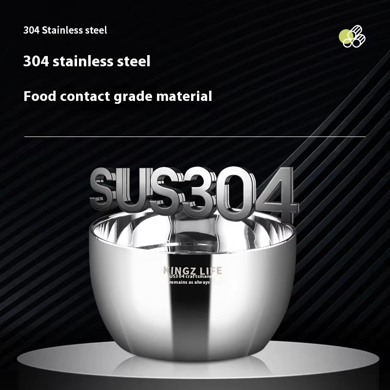 304 thickened stainless steel double-layer soup bowl, heat-resistant, dishwasher washable, environmentally friendly household kitchenware Specification image
