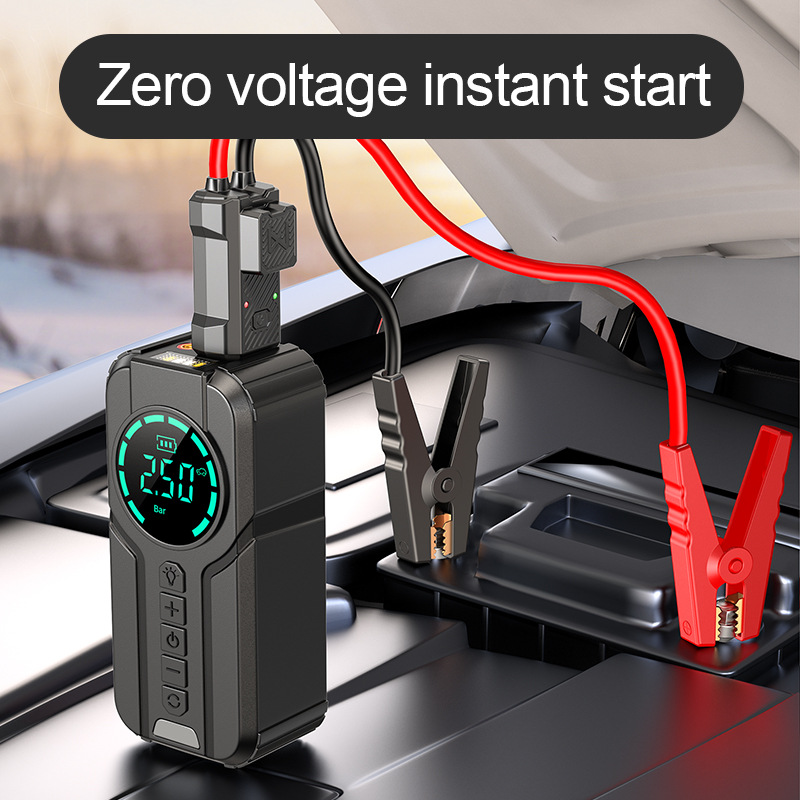 Car emergency start power supply jump-start box car air pump all-in-one machine, battery strong start wireless air pump details Picture