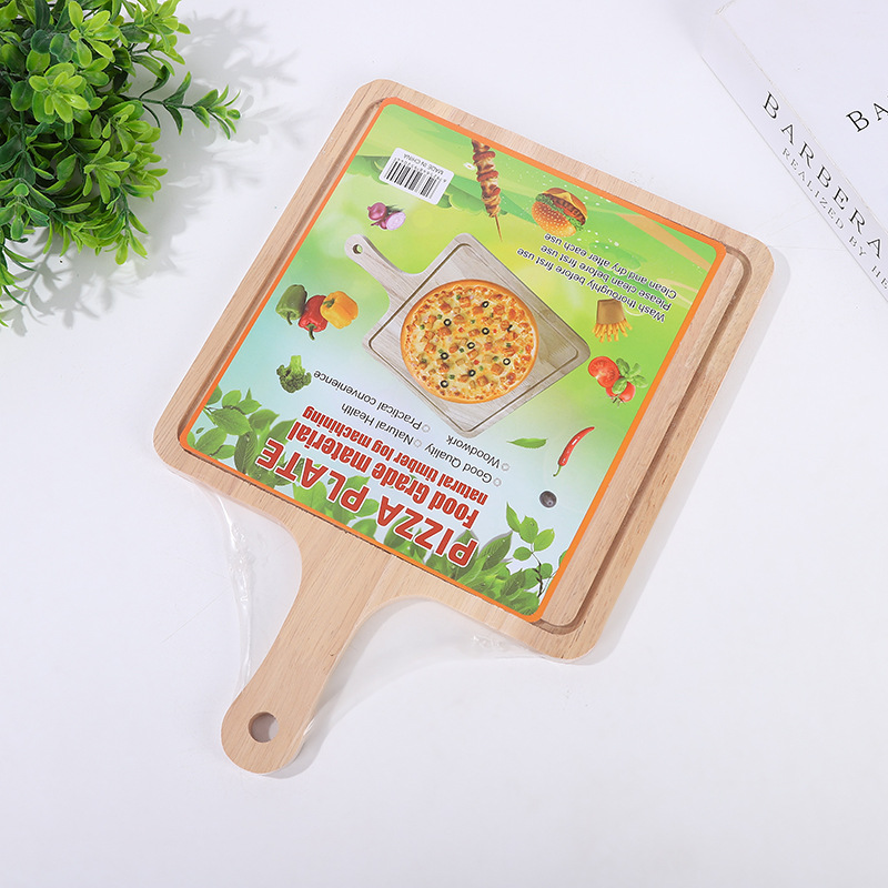 Cross-border cutting boards, rubber wood cutting boards, cutting boards, household kitchen cutting boards, fruit cutting rolling boards, pizza trays wholesale Specification image