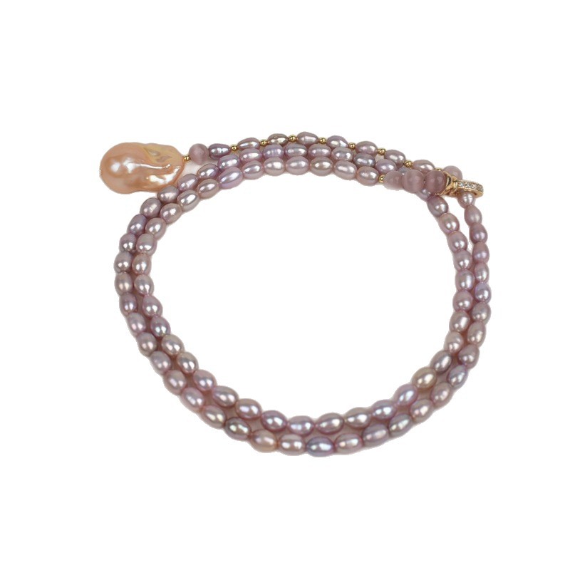 2025 New universal buckle sweater chain, long Baroque fishtail natural freshwater pearl necklace, elegant 925 silver Item Picture