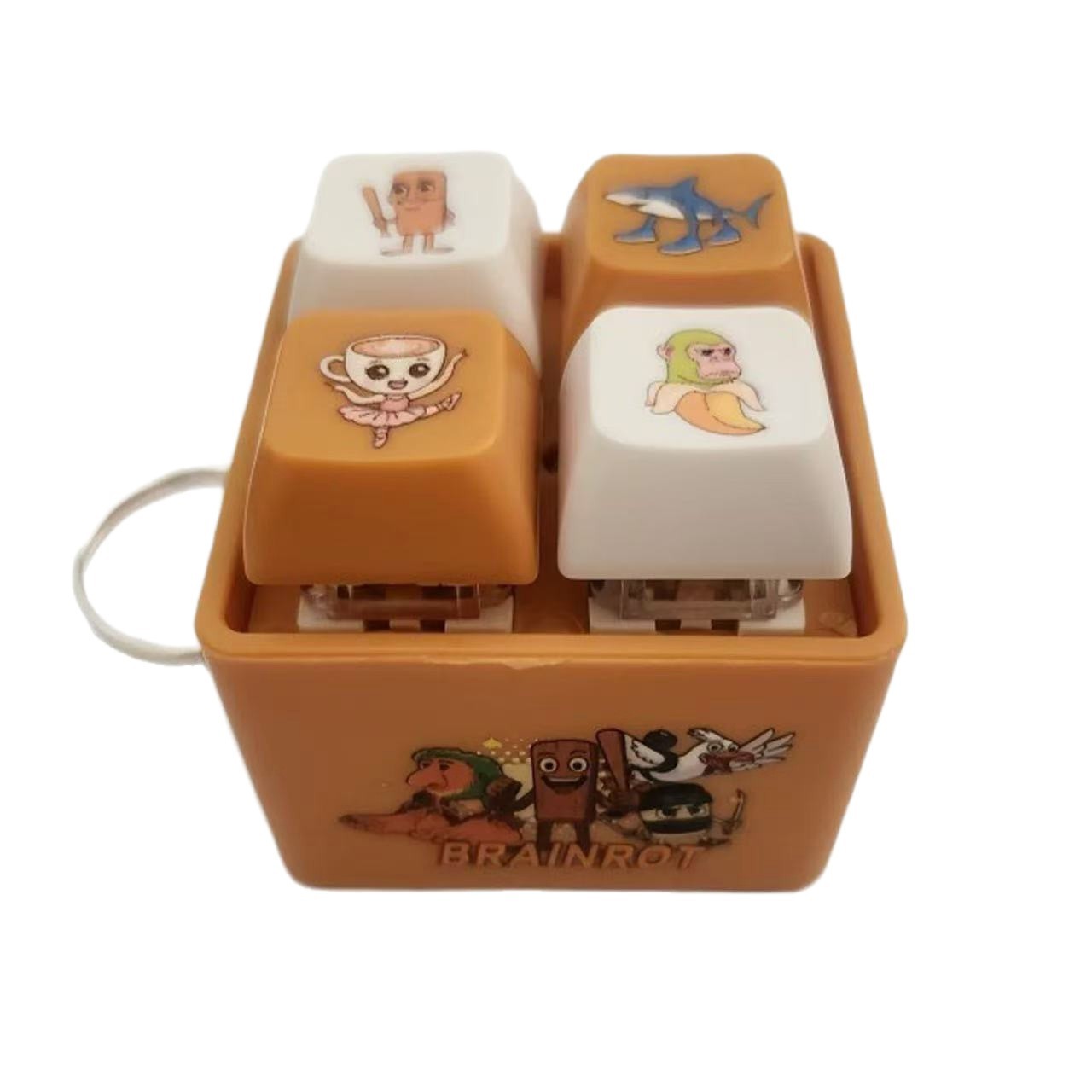 跨境四键山海经语音解压按键木棍人按键钥匙扣挂件趣味解压小玩具白底实物图