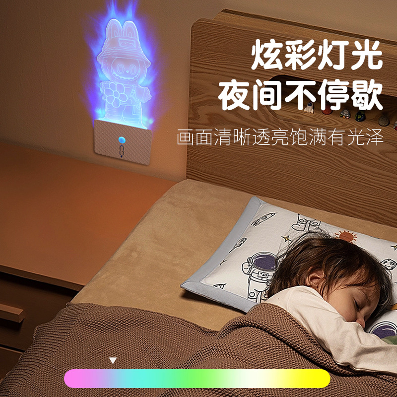 Cartoon doll sensor light charging model, sensor night light cross-border model, seven-color night light ambient light, acrylic glass details Picture