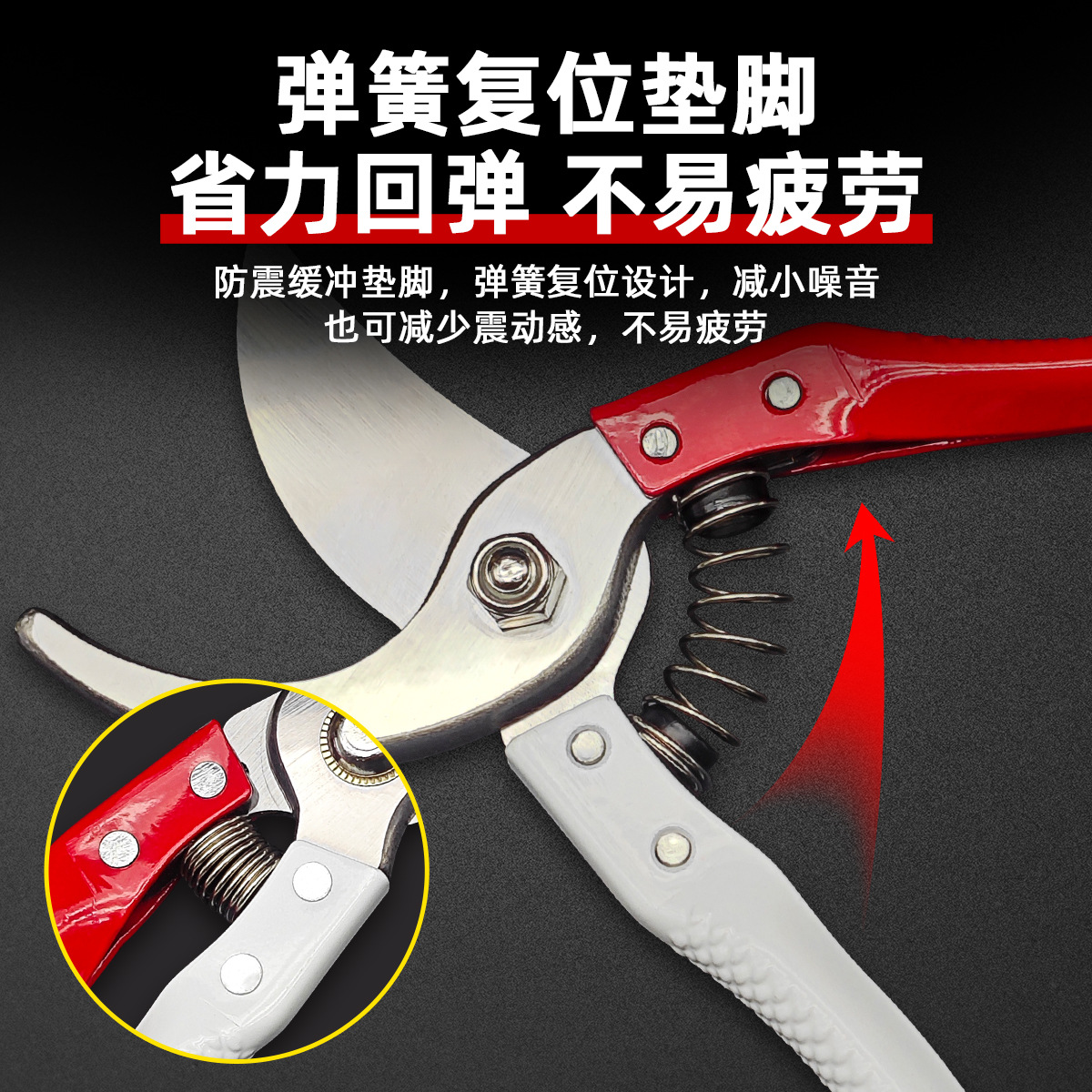 Holsen high-carbon steel professional roadside pruning shears, heavy-duty flower-patterned handle garden and gardening shears factory direct sales details Picture