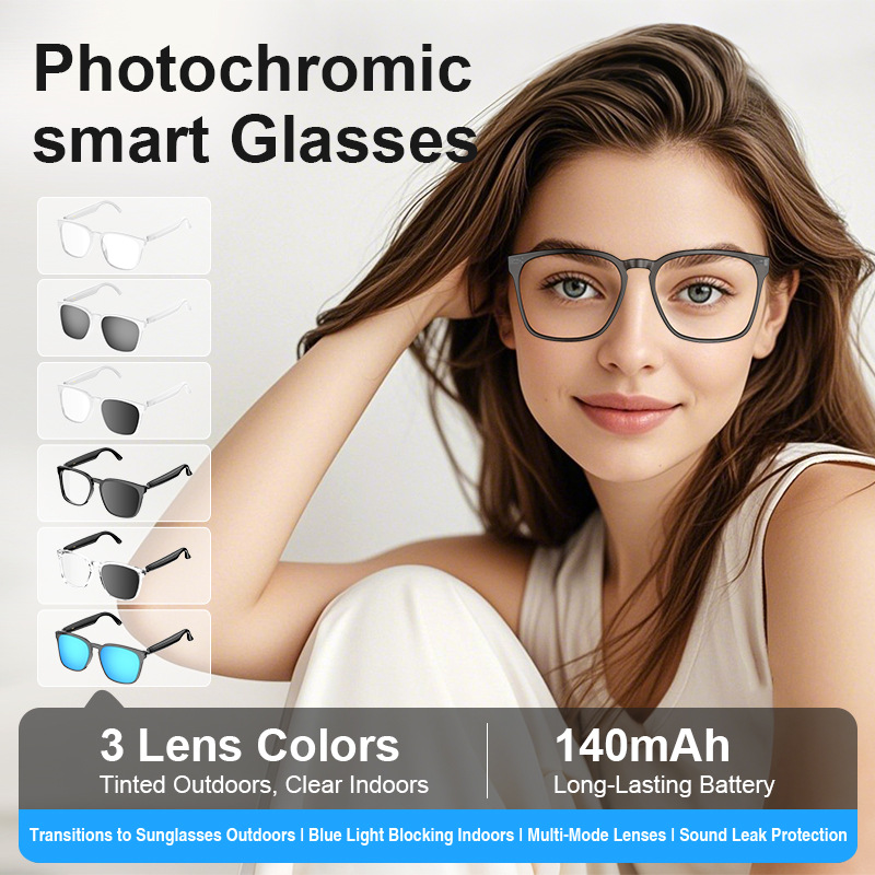 ai translation smart glasses, photochromic Bluetooth, music listening, call, multi-functional driving audio glasses