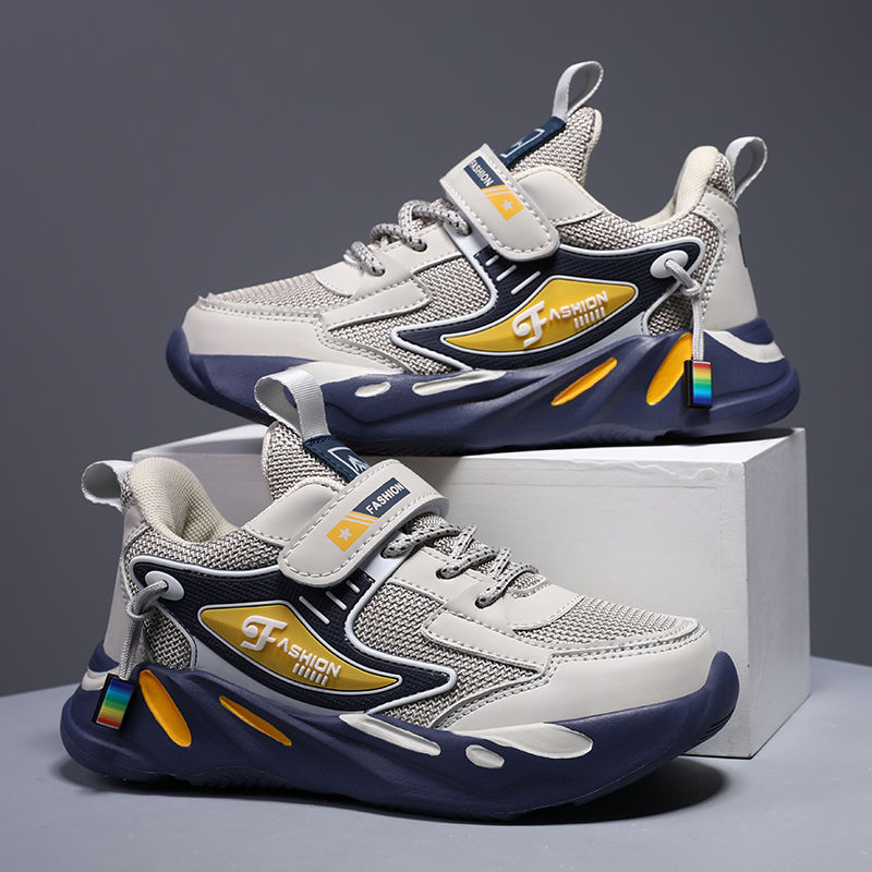 Wear-resistant and anti-slip sports leather, medium and large leather surface, Spring and Autumn Boys' Network casual walking shoes, running school sports shoes, children's shoes Specification image