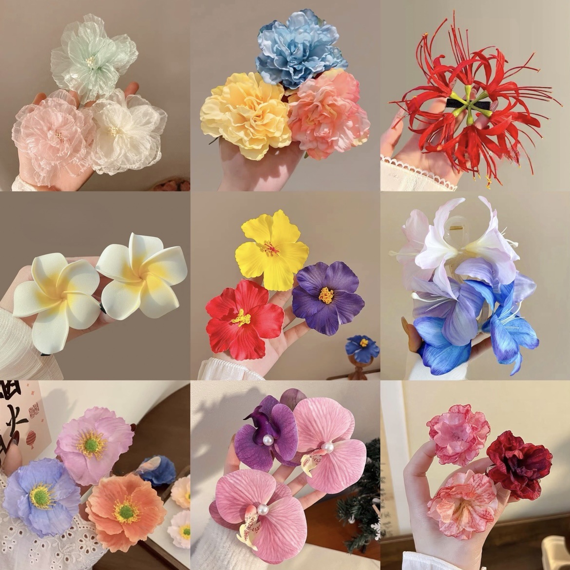 春夏氛围感海边度假风超仙仿真百合花扶桑花簪花侧边夹刘海碎发夹