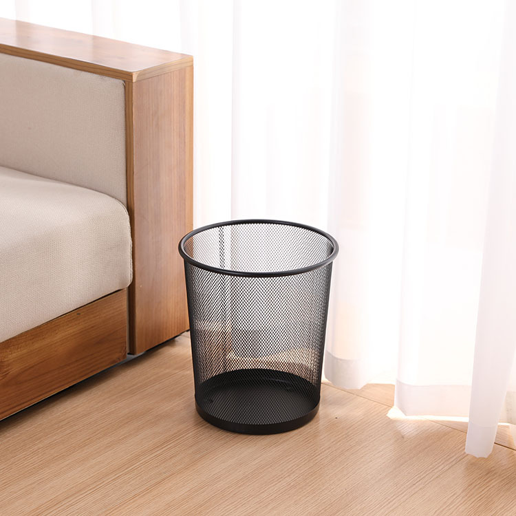 Metal hollowed-out household storage bucket, large capacity round garbage bin, ironwork kitchen storage bin trash can Specification image
