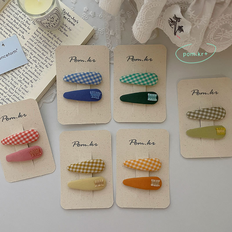 Han edition sweet cloth grid levels clip children's hand for candy color joker baby broken hair clip hairpin of girl Application Scenario