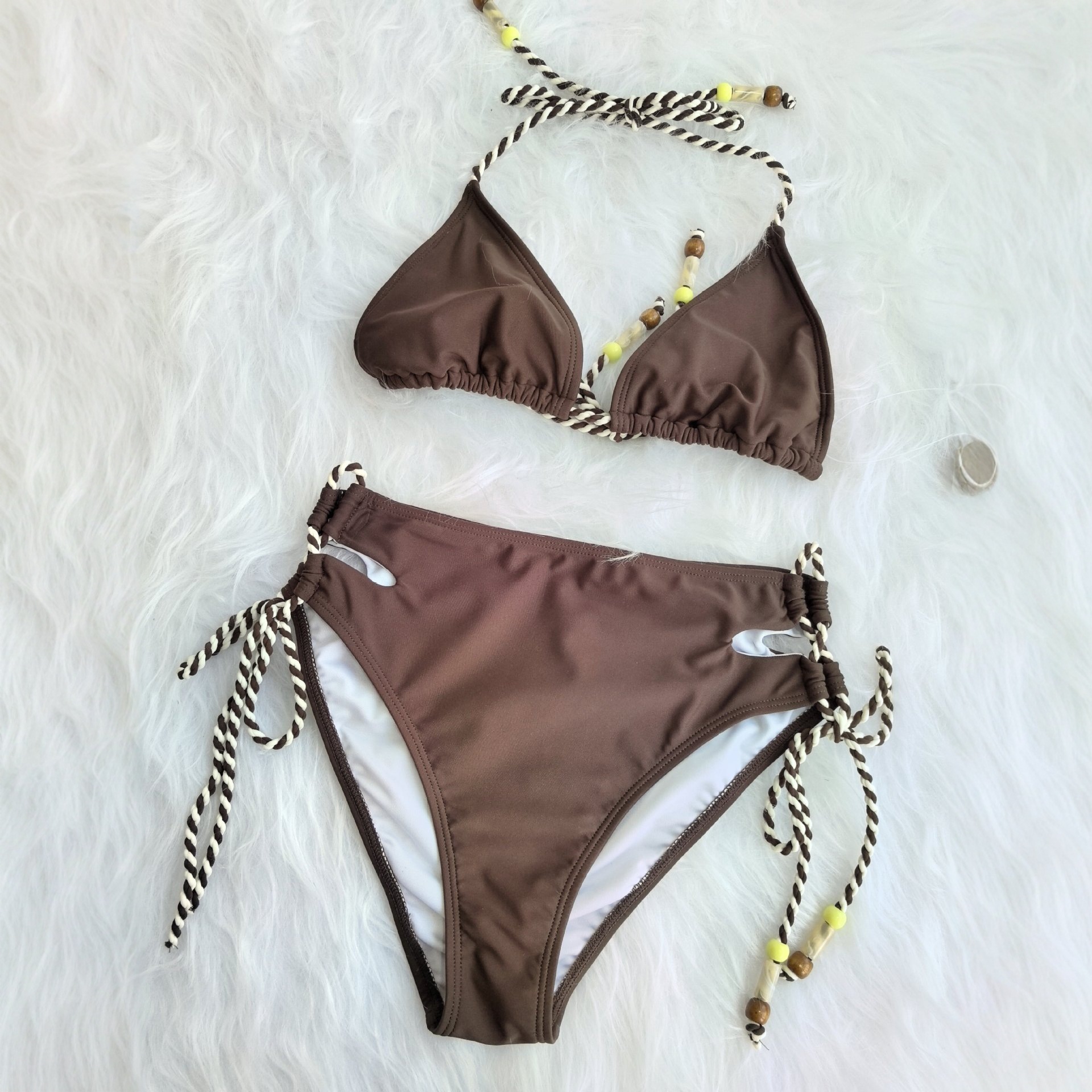 欧美2025年新款分体两件套性感绑带比基尼泳衣