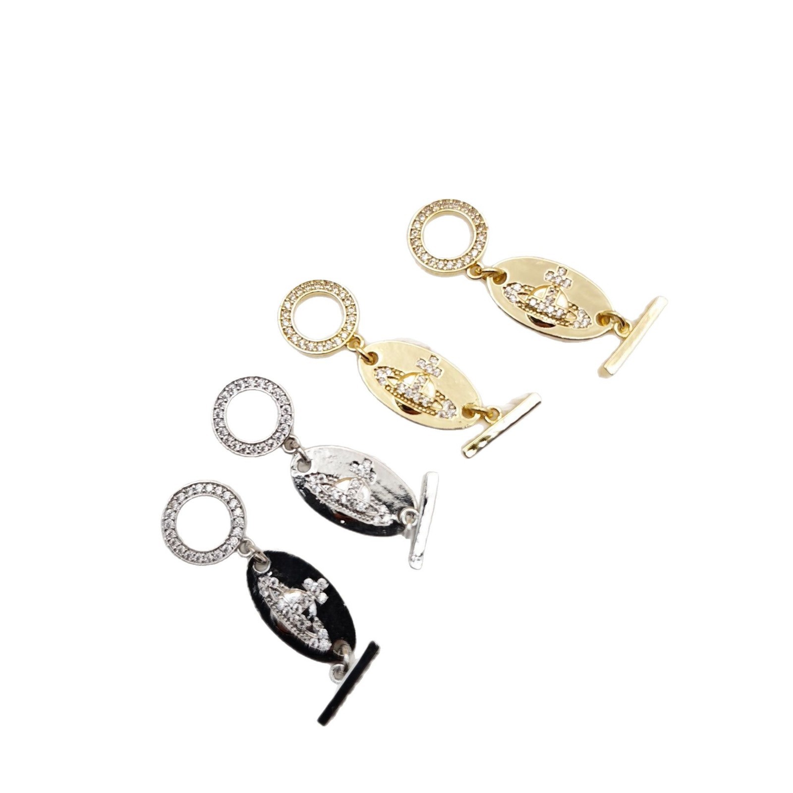 Color-preserving 18K real gold micro-inlaid Saturn connection buckle ot buckle diy accessory necklace bracelet material jewelry buckle Item Picture