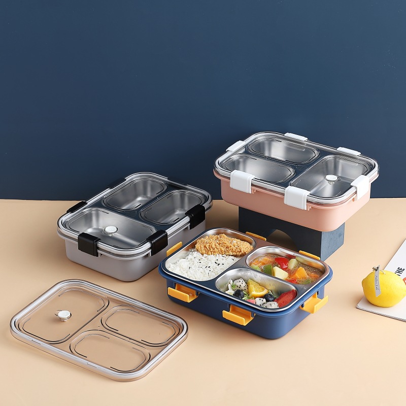 Rectangular rectangular student stainless steel insulated lunch box, office worker student lunch box with lid, sealed with lunch box Specification image