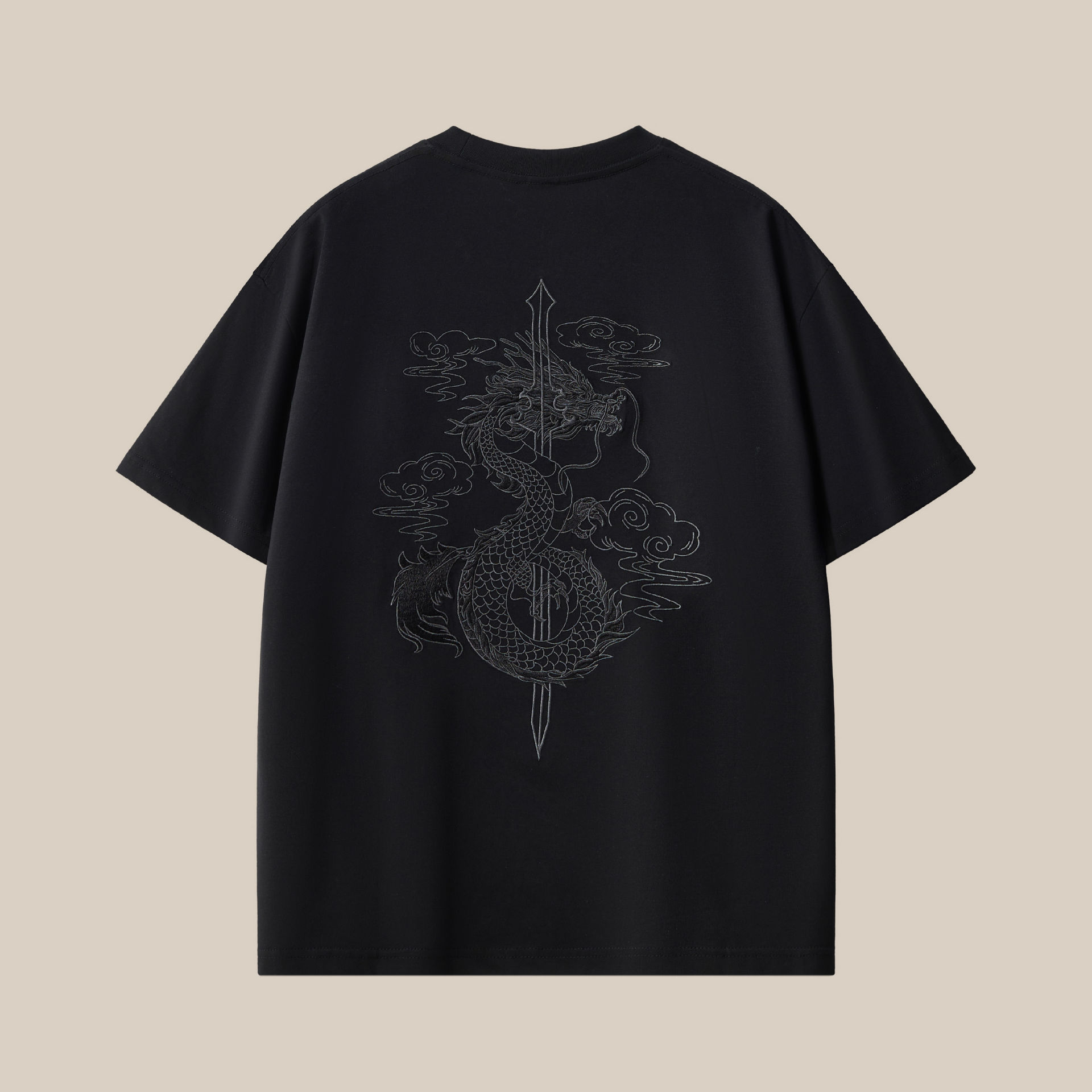 New round-neck off-the-shoulder pure cotton short-sleeved T-shirt for men, a trendy brand with embroidery, loose and large-sized men's clothing, wholesale from the original manufacturer