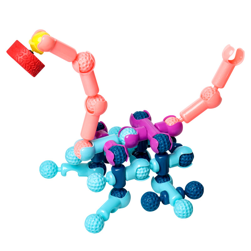 骨架关节棒拼插积木玩具儿童智力开发男孩积木幼儿园益智拼装玩具白底实物图