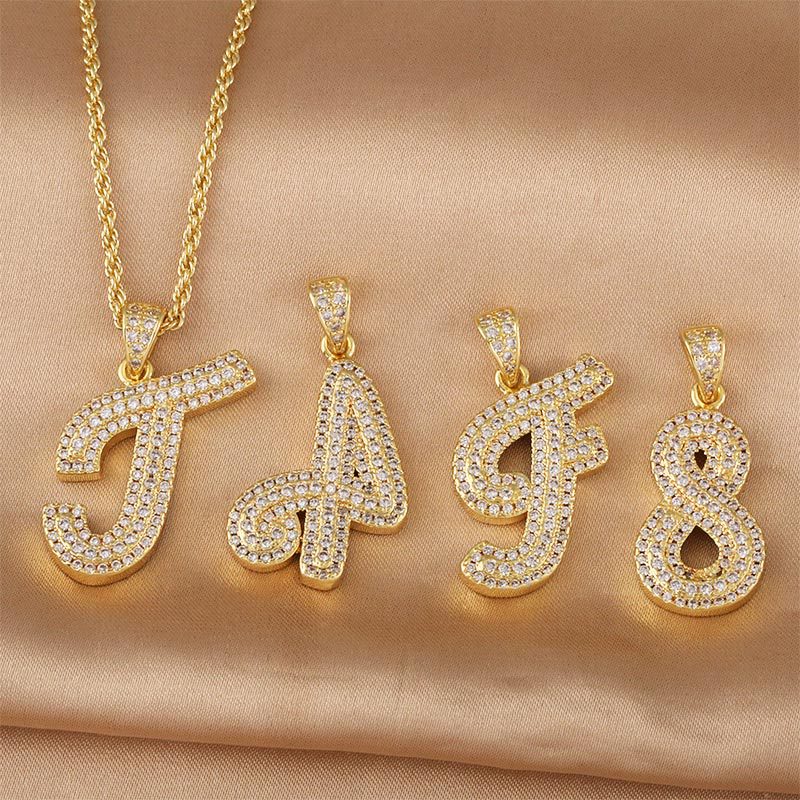 Amazon's best-selling 26-letter copper-plated, simple yet sophisticated hip-hop pendant manufacturer wholesale