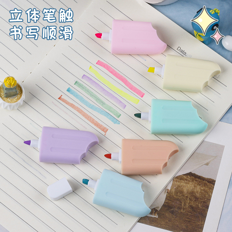 Creative ice cream highlights Highlighters, marker pens, light-colored eye-protecting colored pens, candy-colored marker pens, three-dimensional strokes details Picture