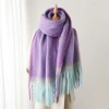 A new European-style faux cashmere warm shawl scarf for both men and women, suitable for autumn and winter. It features a color-blocked gradient tassel loop gauze scarf Application Scenario