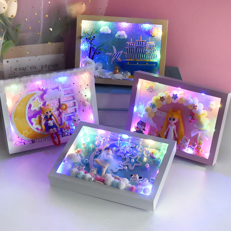 儿童手工DIY材料包相框画材料包创意手工摆件奶油胶相框女孩玩具细节图