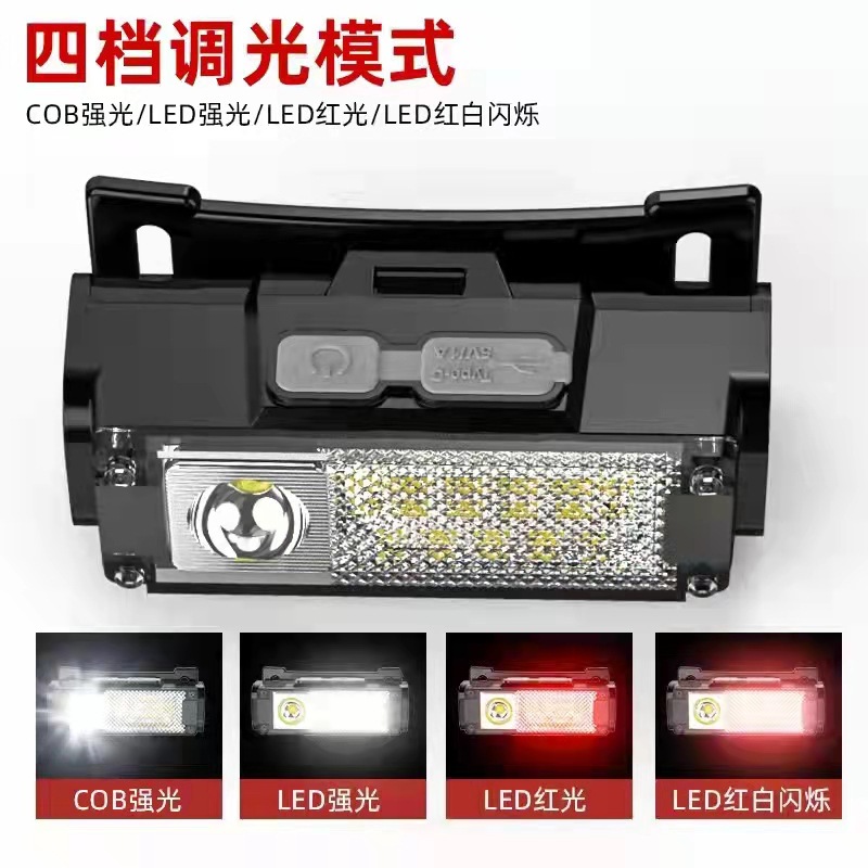 Ultra-bright COB small headlamp LED outdoor camping, mountain climbing, hiking and night cycling headlamp Plastic head-mounted high-intensity and high-brightness Specification image