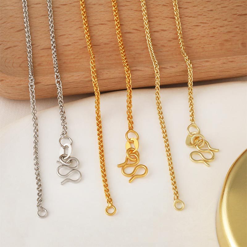 Honglu M buckle Chopin chain plated with 24K gold, elegant and high-end for women, copper-plated bare chain, versatile design, collarbone chain necklace details Picture