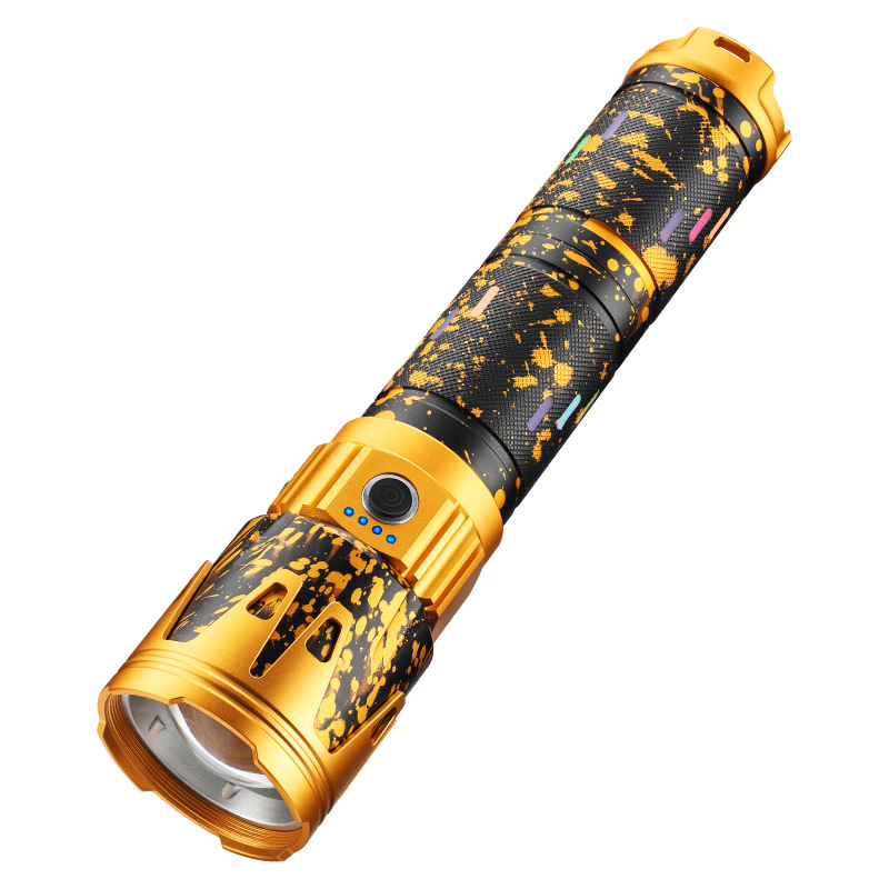 Cross-border outdoor hand-held flashlight, high-intensity laser cannon, ultra-long-range spotlight, multi-functional charging, large capacity, long battery life Item Picture