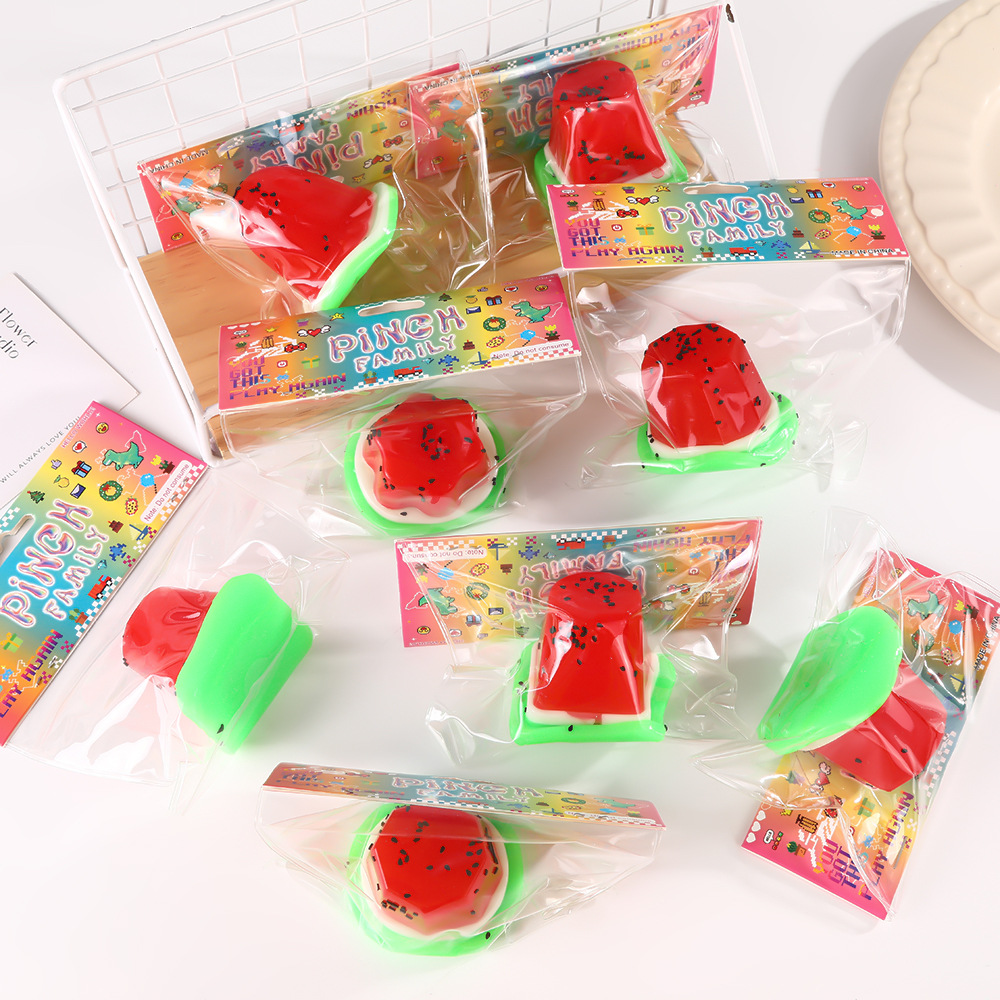 Fun Watermelon Jelly Kneading Fun, a popular imitation pudding, stress-relieving toy, slow rebound, release stress relief, food and play